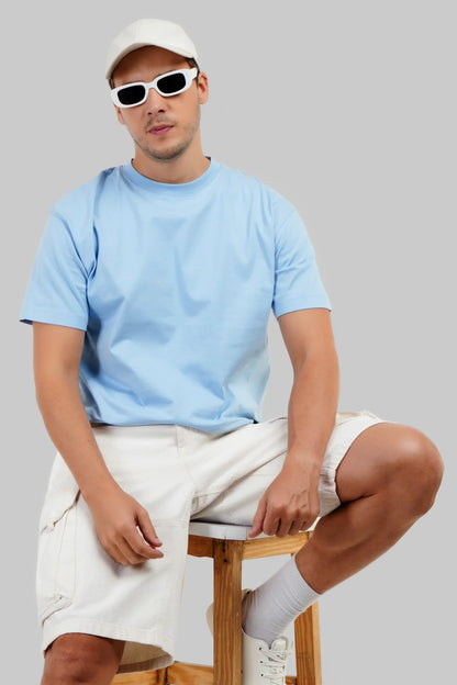 Pack of 4 Oversized Fit T-shirts - Blue/Lilac/Beige/Grey