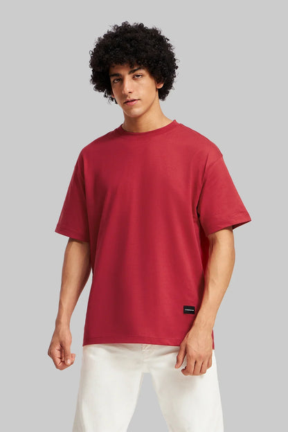Pack of 3 Oversized Fit T-shirts - Red/Lilac/Beige