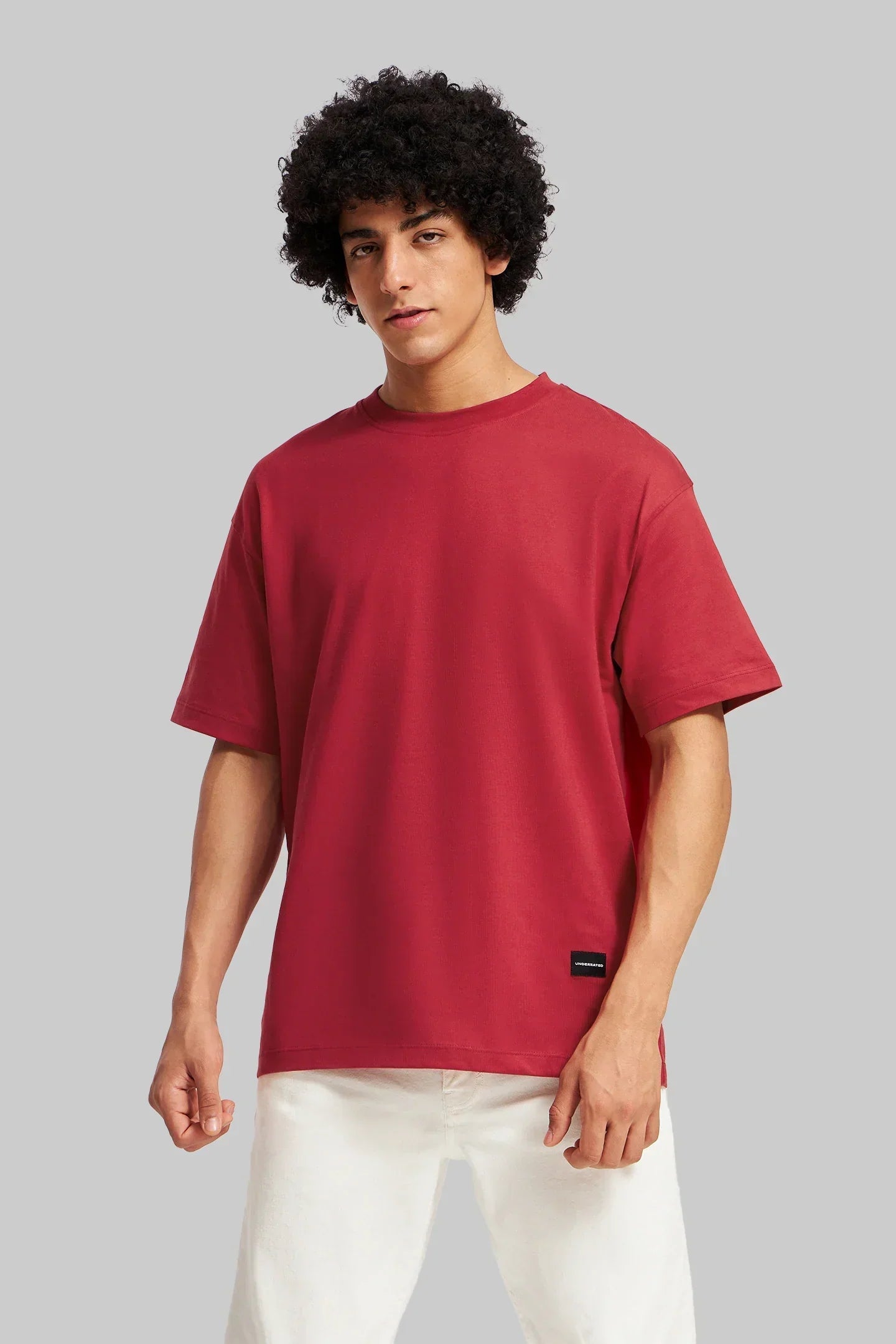 Pack of 5 Oversized Fit T-shirts - Blue/Grey/Red/Beige/Lilac