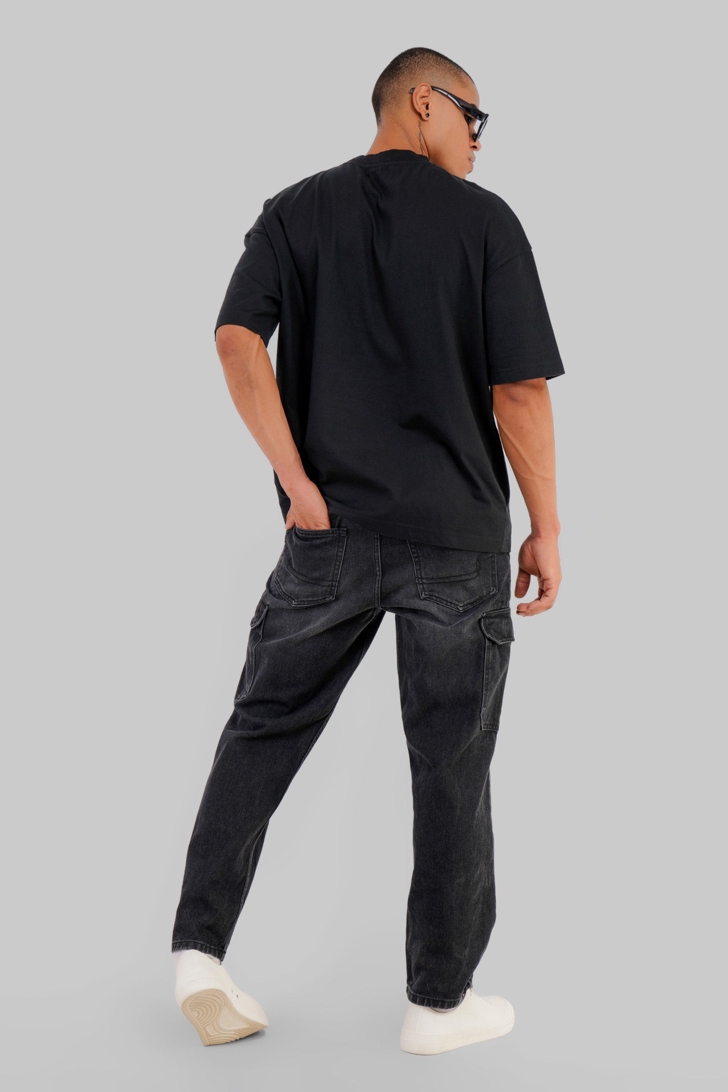 Starry Night Black Baggy Fit T-Shirt Men