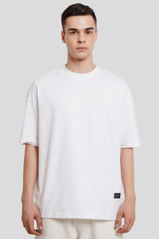 Solid White Half Sleeves T-Shirt For Men Baggy Fit