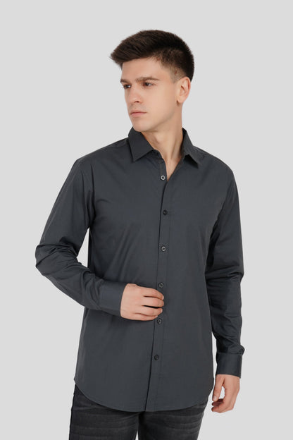 Pack of 2 Slim Fit Men's Shirt Combo - Black/ Grey