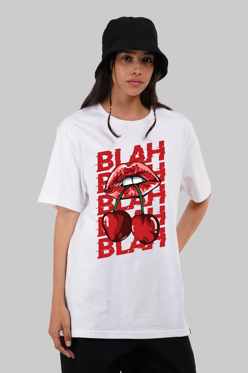 Blah White Boyfriend Fit T-Shirt Women