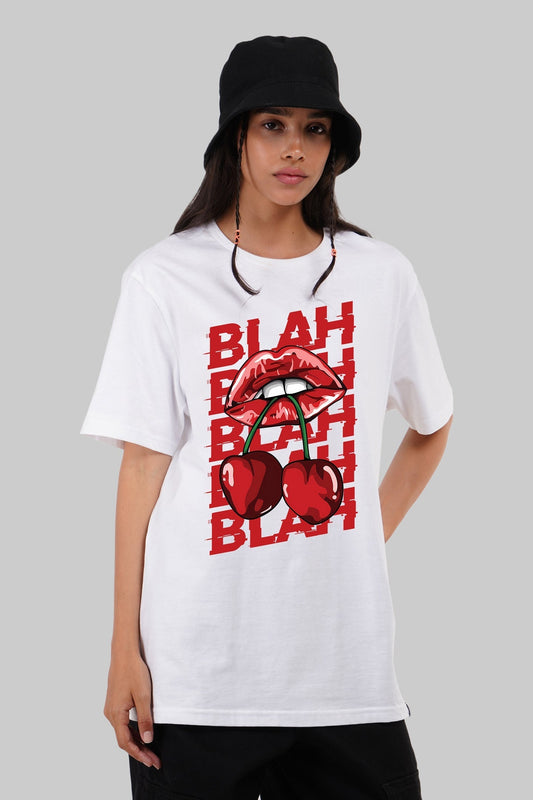 Blah White Boyfriend Fit T-Shirt Women