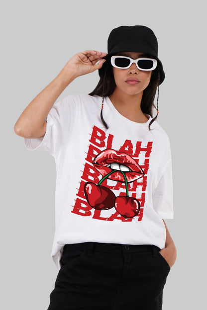 Blah White Boyfriend Fit T-Shirt Women