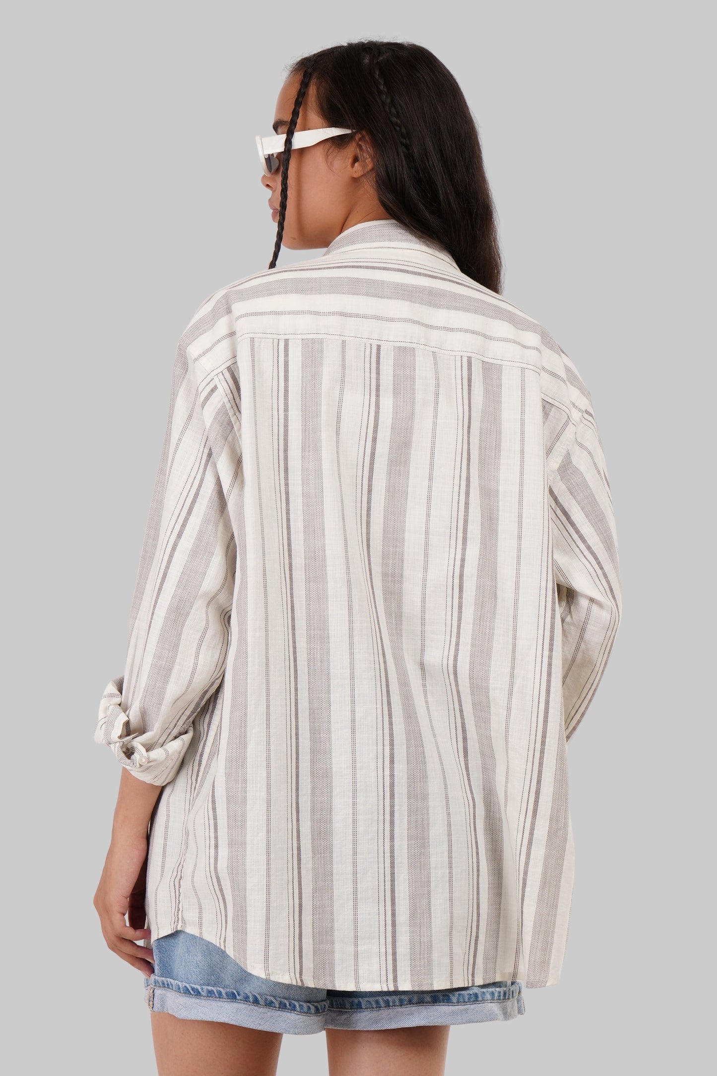 Light Brown Striped Textured Shirt