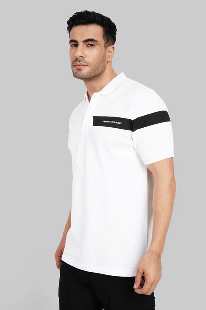 Pack of 2 Men's Polo T-shirt combo - Colourblocked White /White