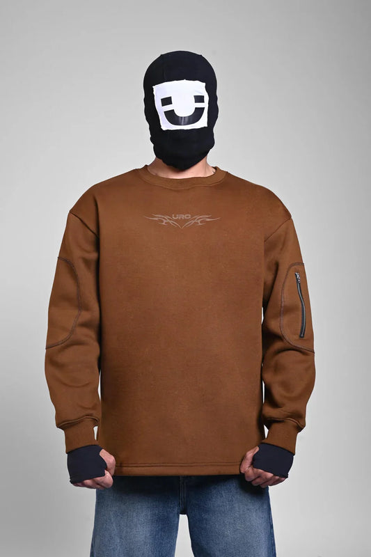 Brown Oversized Y2K Graphic Sweatshirt