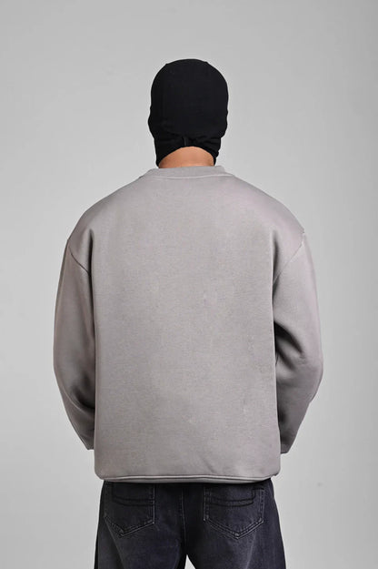Grey Oversized Cross Pocket Sweatshirt