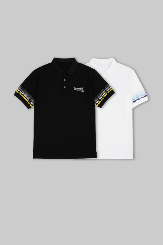 Pack of 2 Men's Polo T-shirt combo - Black/ White