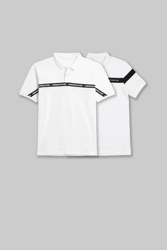 Pack of 2 Men's Polo T-shirt combo - White