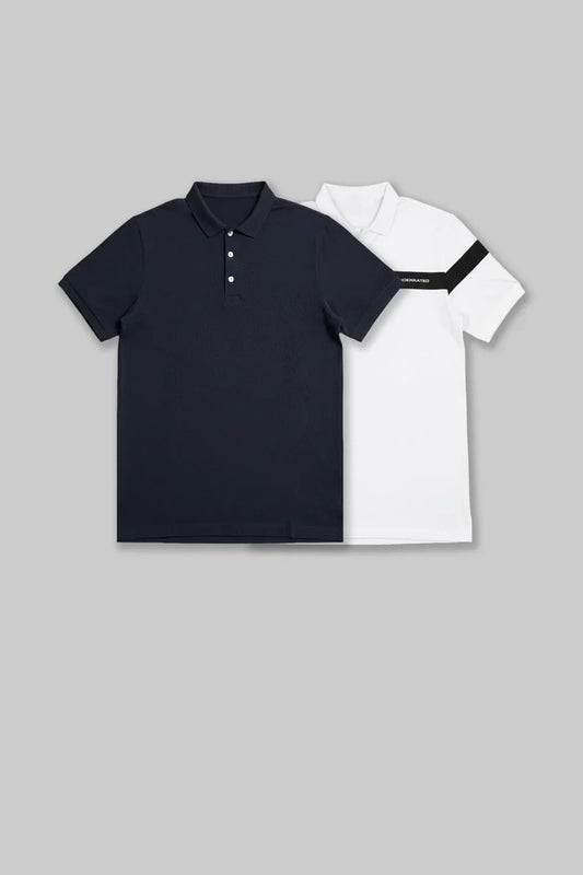 Pack of 2 Men's Polo T-shirt combo - Navy/White