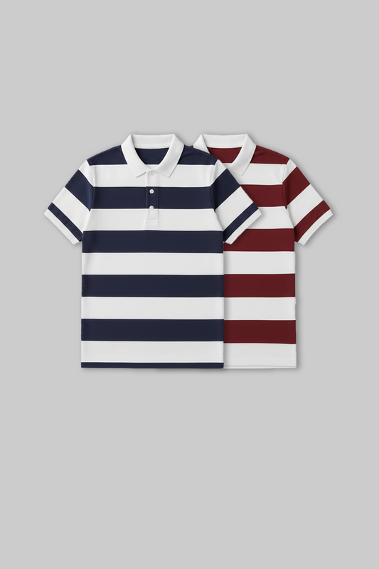 Pack of 2 Rugby Polo T-shirt combo - Navy /Maroon