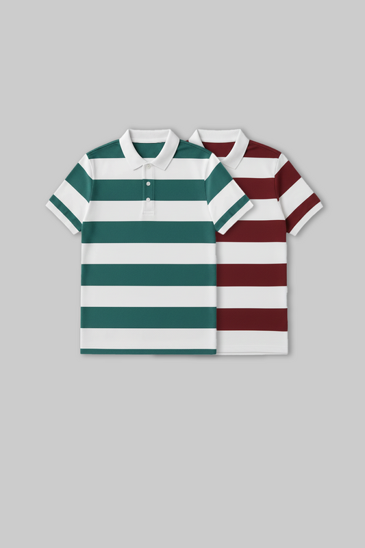 Pack of 2 Rugby Polo T-shirt combo - Green /Maroon