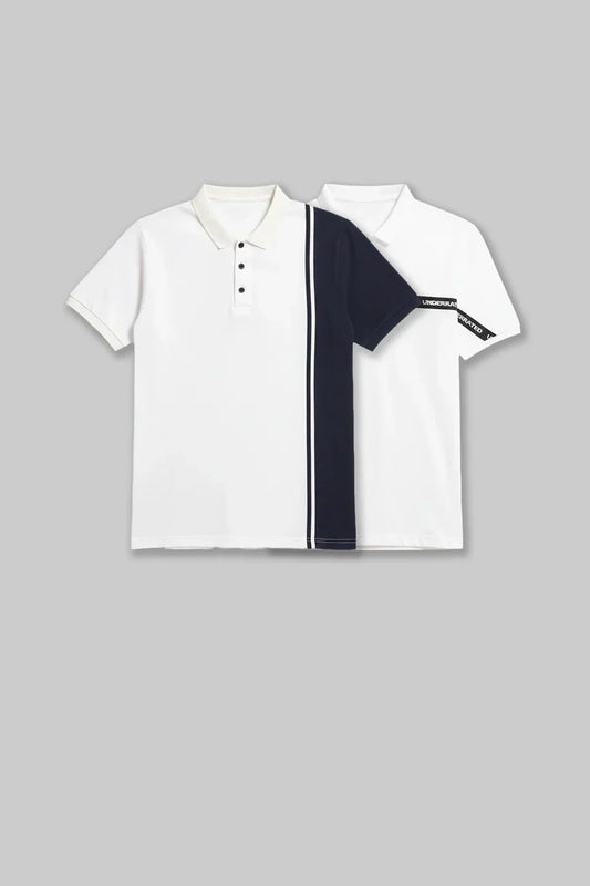 Pack of 2 White Men's Polo T-shirt combo