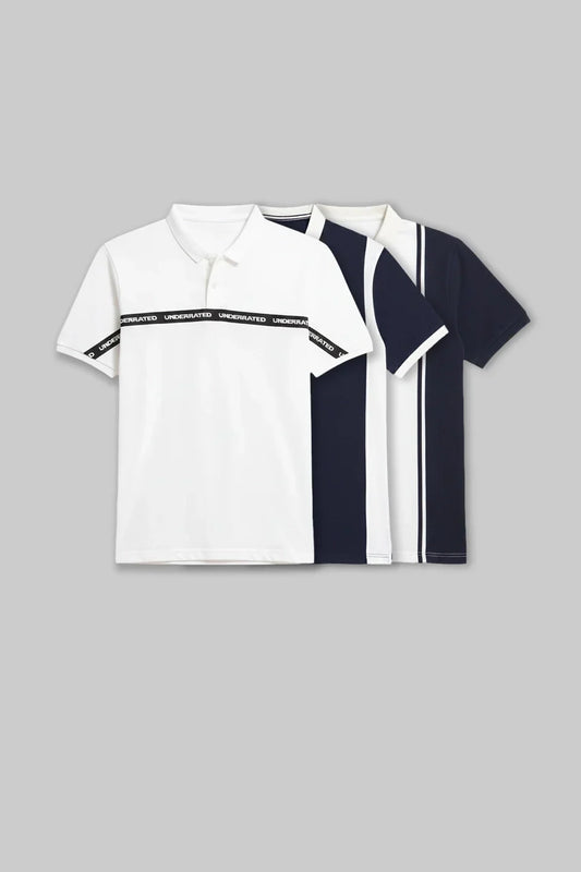 Pack of 3 Colourblocked Polo T-shirt combo