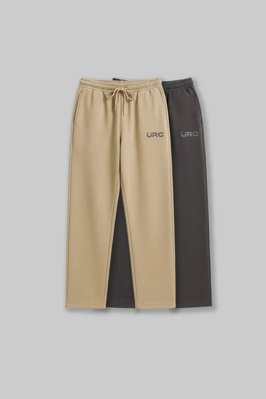 Pack of 2 Men's joggers combo - Ash grey/ Beige