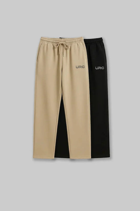 Pack of 2 Men's joggers combo - Black/ Beige
