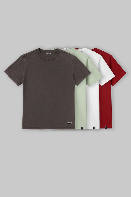Pack of 4 Regular Fit T-shirts - Grey/Green/White/Red