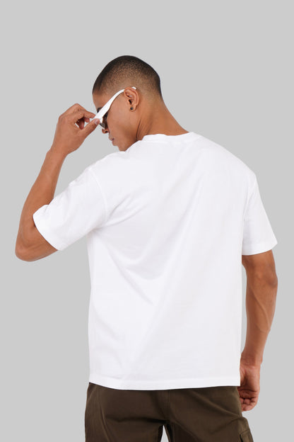 Unlock the Creative Noise Art Print White Oversized Fit T-Shirt Men