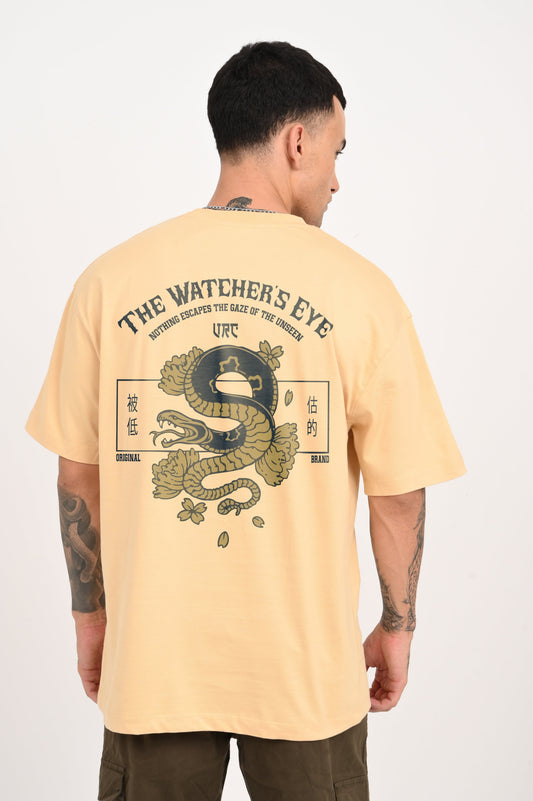 Watcher Serpent Beige Oversized Fit T-Shirt Men