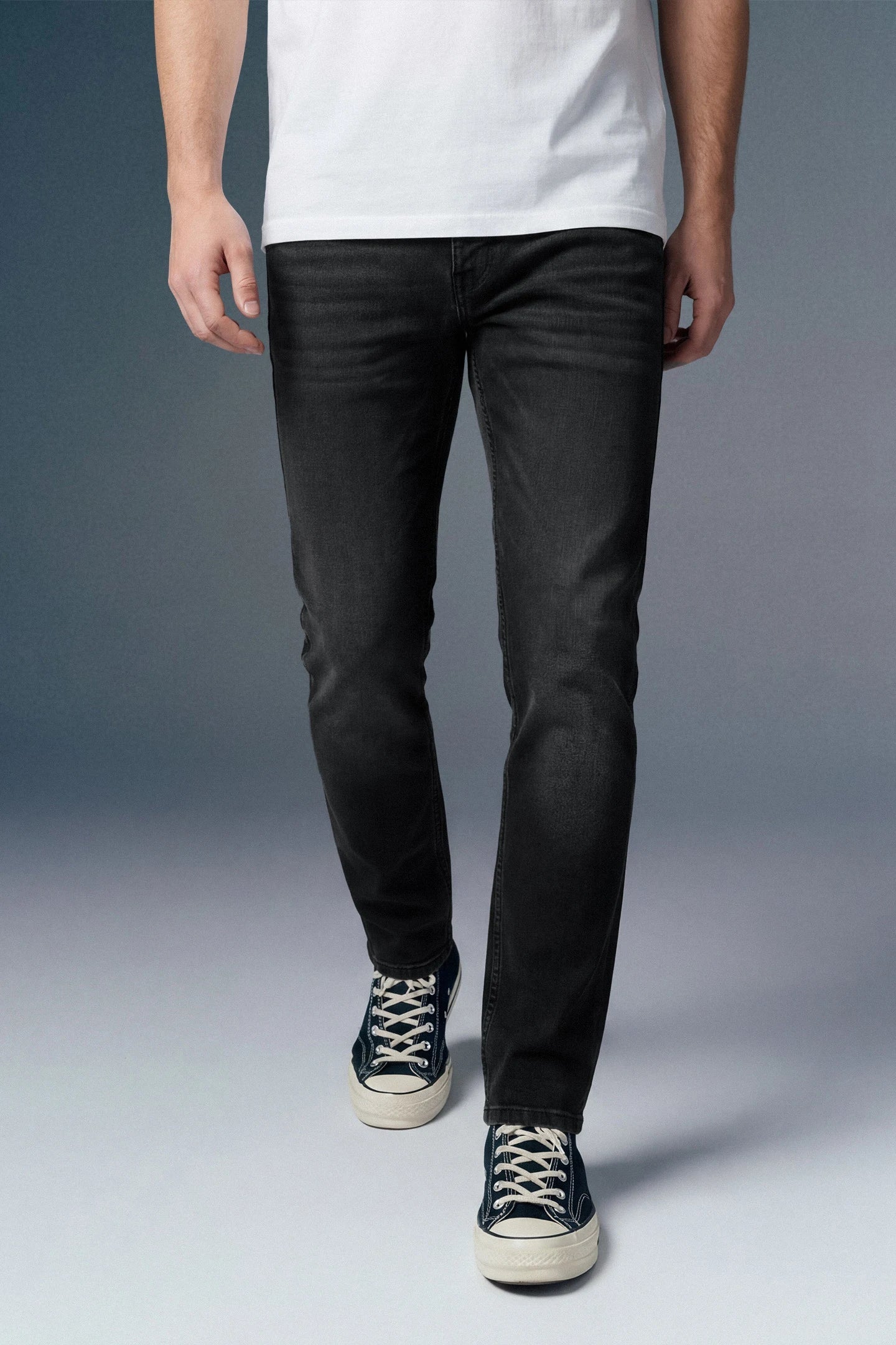 Black Mid Rise Men's Slim Fit Jeans