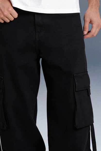 Deep Black Men's Baggy Cargo jeans