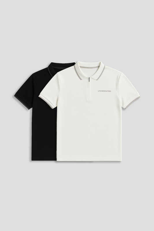 Men's Polo Neck T-shirt Combo - Pack of 2 Black and White
