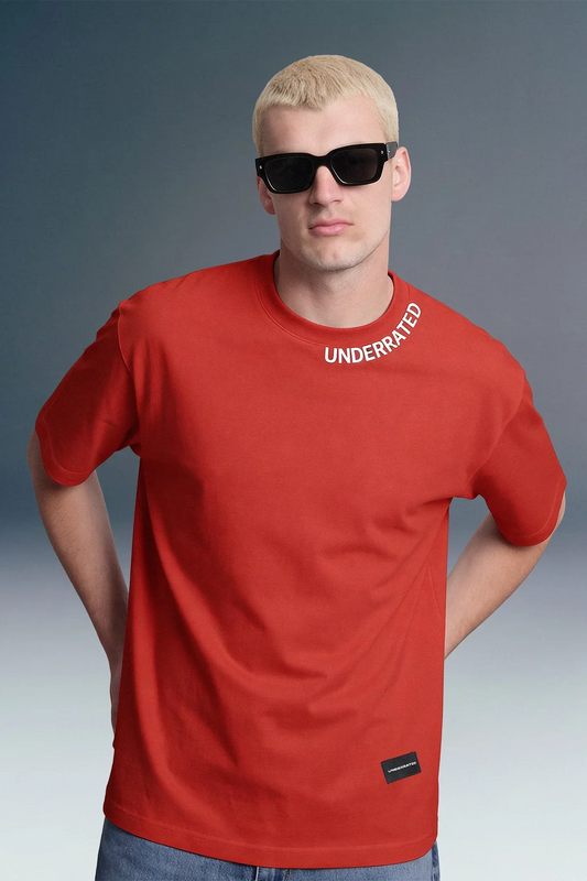Underrated Curve Red Oversized T-shirt