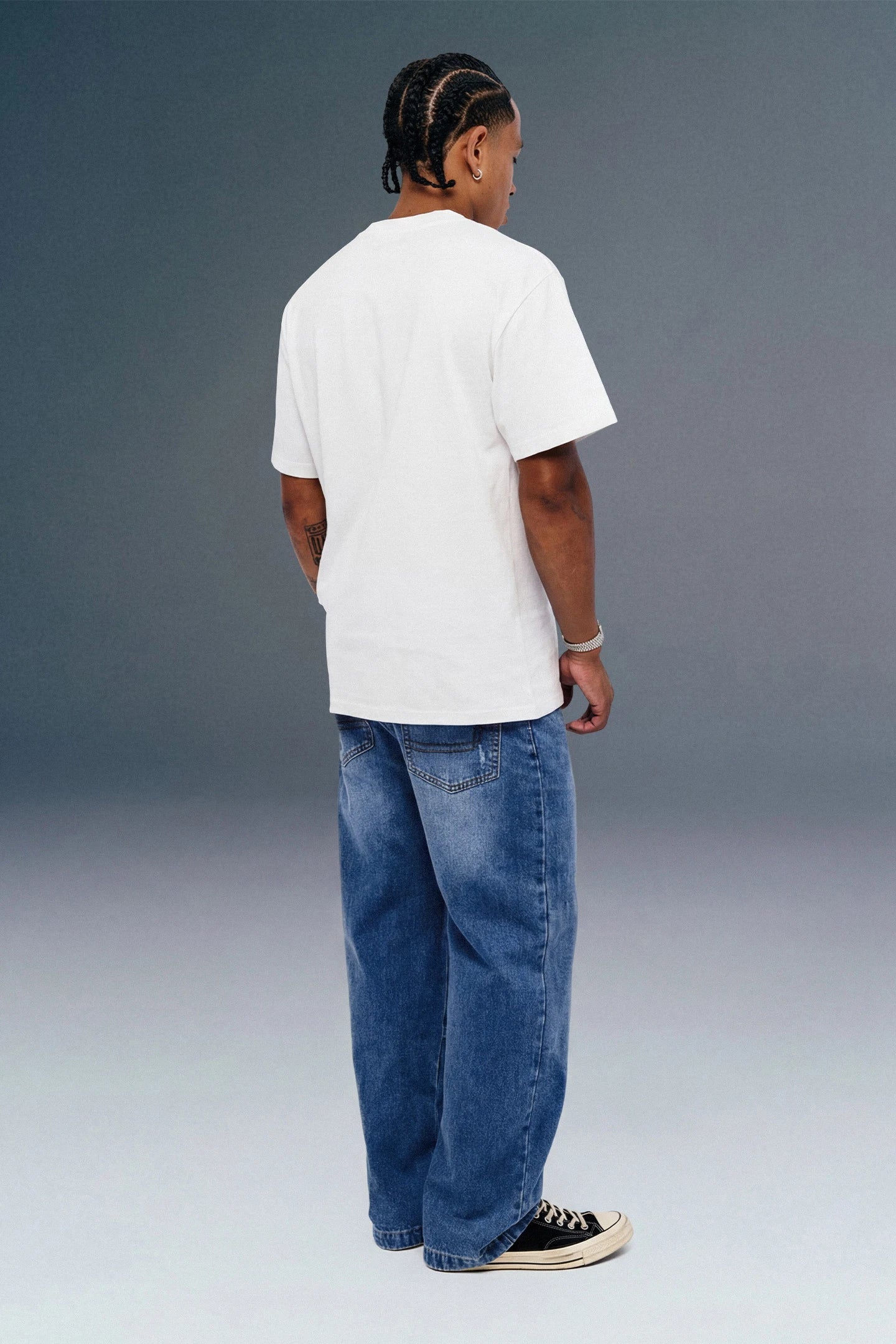 Blue Mid Rise Distressed Men's Relaxed Jeans