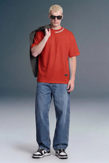 Underrated Curve Red Oversized T-shirt