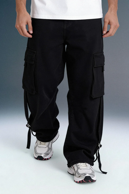 Deep Black Men's Baggy Cargo jeans