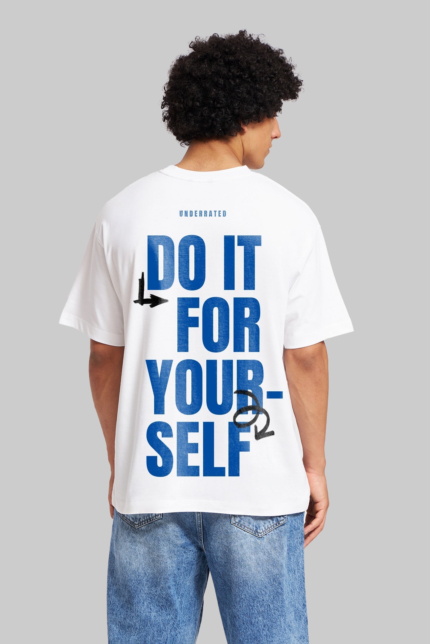 Do It For Yourself White Oversized Fit T-Shirt Men